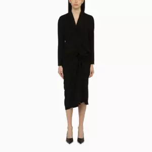Dries Van Noten Black wool-blend dress with drape
