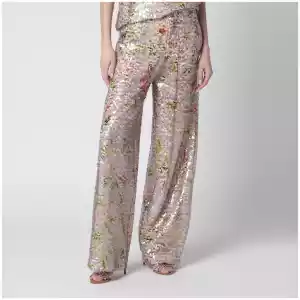 Alberta Ferretti Sequin trousers with floral pattern