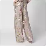 Alberta Ferretti Sequin trousers with floral pattern