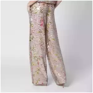 Alberta Ferretti Sequin trousers with floral pattern