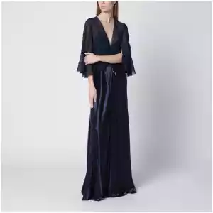 Alberta Ferretti Long semi-transparent blue dress in viscose