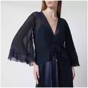 Alberta Ferretti Long semi-transparent blue dress in viscose