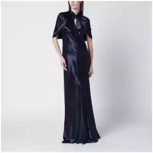 Alberta Ferretti Long blue dress in shiny satin