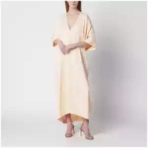 Alberta Ferretti Long pink caftan dress with V-neck