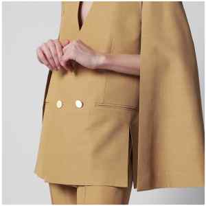 Alberta Ferretti Beige ochre double-breasted silk jacket