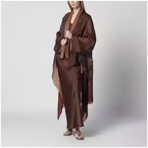 Alberta Ferretti Brown cape in silk organza