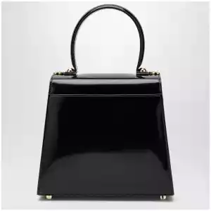 Ferragamo Small black leather top-handle bag with Gancini closure