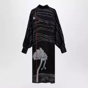 Ferragamo Black silk satin midi dress