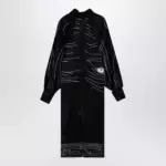 Ferragamo Black silk satin midi dress