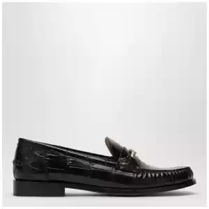 Ferragamo Dark Brown Moccasin new Vara chain