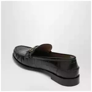 Ferragamo Dark Brown Moccasin new Vara chain
