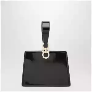Ferragamo Black double Gancini mini clutch
