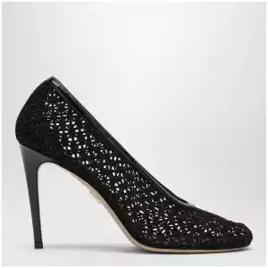 Ferragamo Black macramé pump