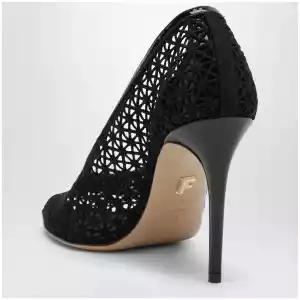 Ferragamo Black macramé pump