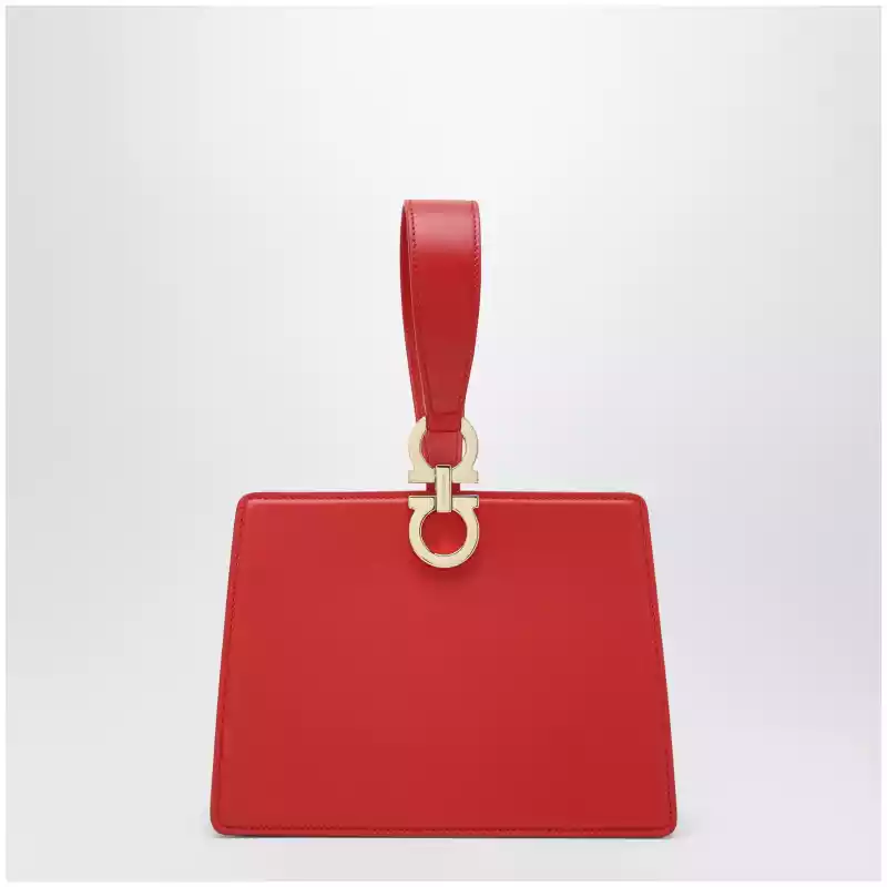 Ferragamo Red double Gancini mini clutch