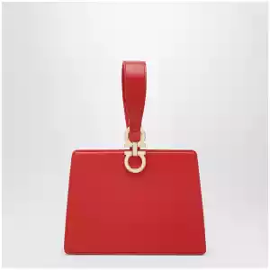 Ferragamo Red double Gancini mini clutch
