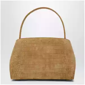 Ferragamo Hug Soft M shoulder bag in Natural crocodile-effect