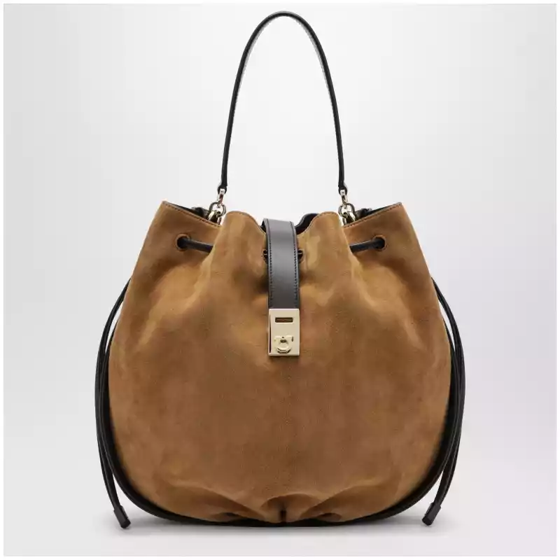 Ferragamo Hug bucket bag with buckle in Natural