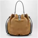 Ferragamo Hug bucket bag with buckle in Natural