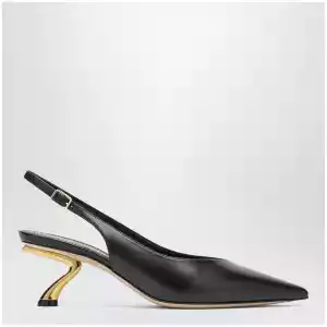 Ferragamo Black slingback with sculptural S heel