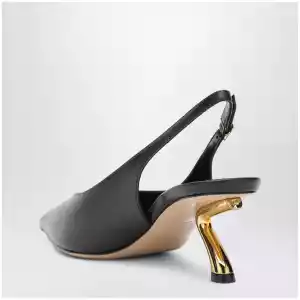 Ferragamo Black slingback with sculptural S heel