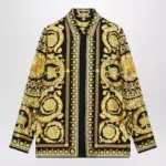 Versace Black and gold printed silk twill shirt