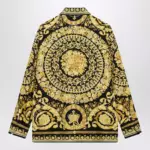 Versace Black and gold printed silk twill shirt
