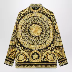 Versace Black and gold printed silk twill shirt