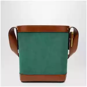 Versace Small Pivot bucket bag in green suede