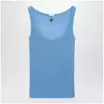 Versace Blue wool tank top with logo embroidery