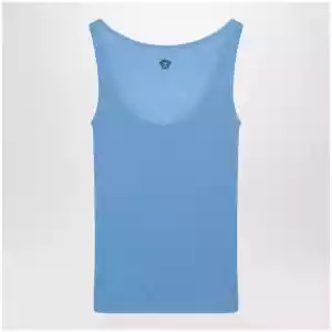 Versace Blue wool tank top with logo embroidery