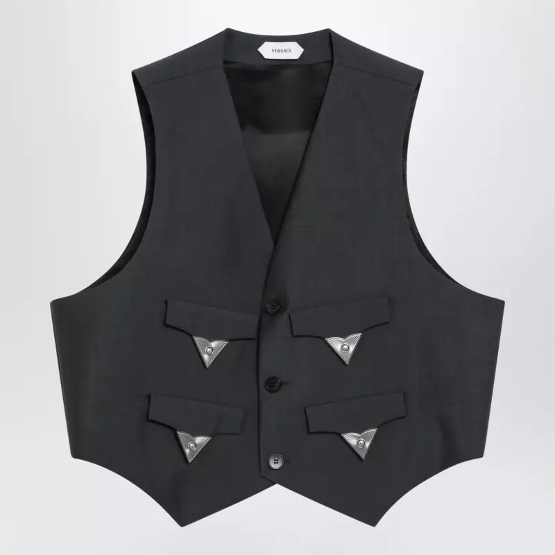 Versace Grey mohair wool vest