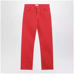 Versace Straight-leg cotton denim jeans in red