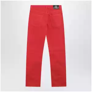 Versace Straight-leg cotton denim jeans in red