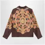 Versace Brown printed silk twill shirt
