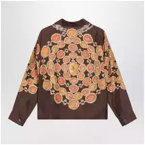 Versace Brown printed silk twill shirt