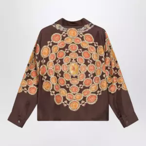 Versace Brown printed silk twill shirt