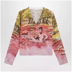 Versace Printed silk knit cardigan