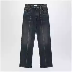Versace Straight-leg stonewashed cotton denim jeans in blue