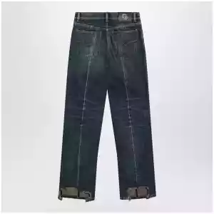 Versace Straight-leg stonewashed cotton denim jeans in blue