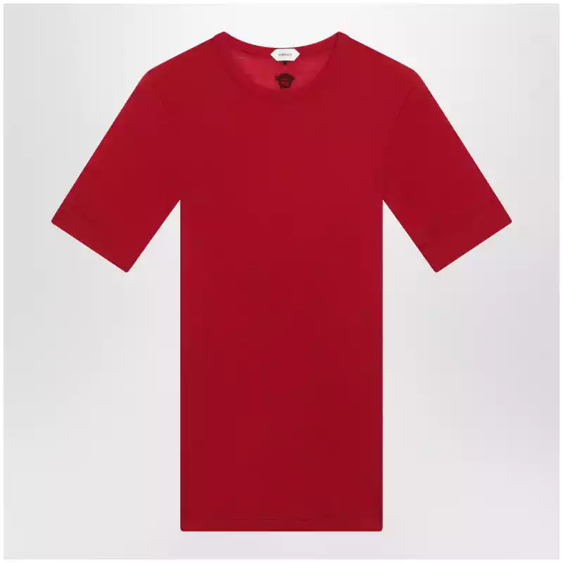 Versace Red wool T-shirt with embroidered logo