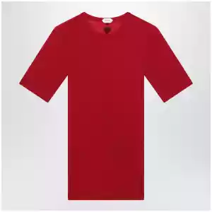 Versace Red wool T-shirt with embroidered logo