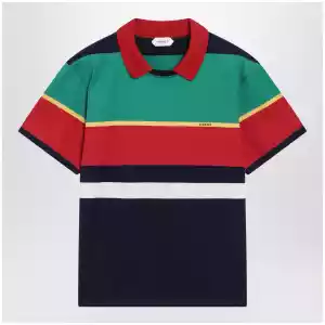 Versace Color-block striped cotton polo T-shirt