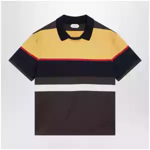 Versace Color-block striped cotton polo T-shirt