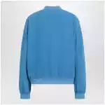 Versace Light blue silk poplin zip blouson