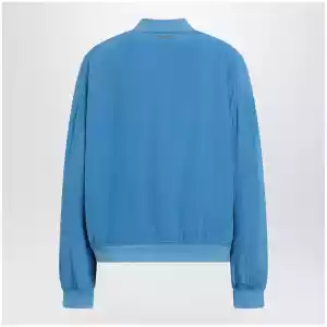 Versace Light blue silk poplin zip blouson