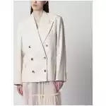 Écru oversized double-breasted jacket by Dries Van Noten