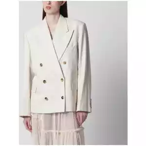 Écru oversized double-breasted jacket by Dries Van Noten