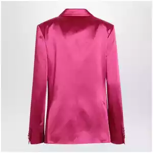 Dries Van Noten Fuchsia double-breasted satin jacket