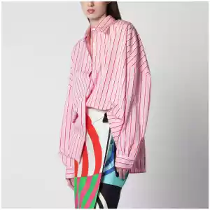 Pink striped oversized shirt by Dries Van Noten
